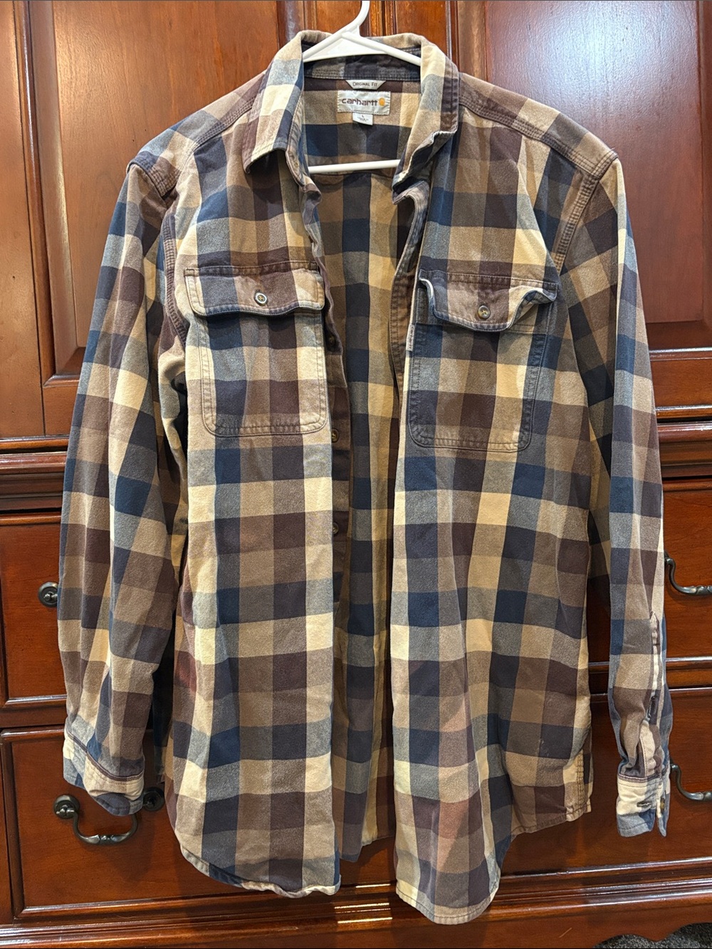 Carhartt Men's Plaid Shirt Jacket in Brown, Tan and Blue